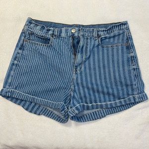 Striped Denim Mom Shorts